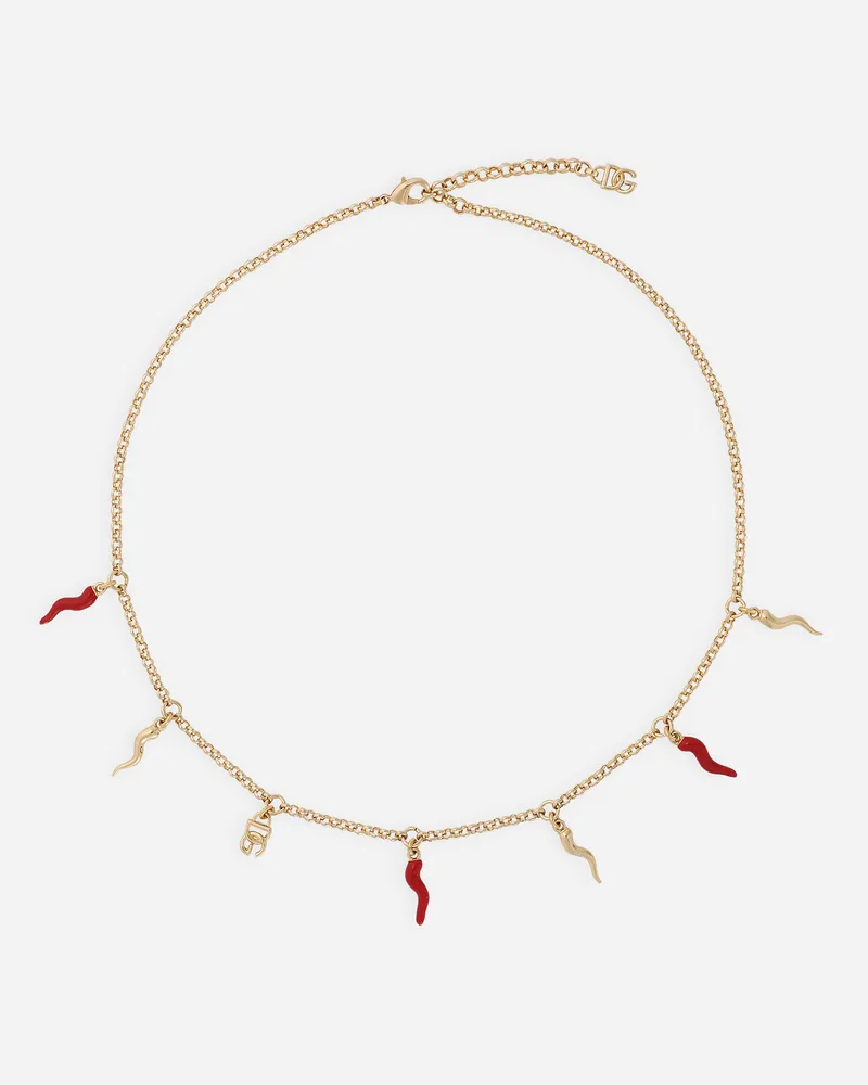 Dolce & Gabbana Collana Con Logo Dg E Charms Cornetto - Donna Bijoux Oro Metallo Oro