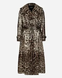 Dolce & Gabbana Trench In Raso Spalmato Stampa Leo - Donna Cappotti E Giubbotti Stampa Animalier Leo