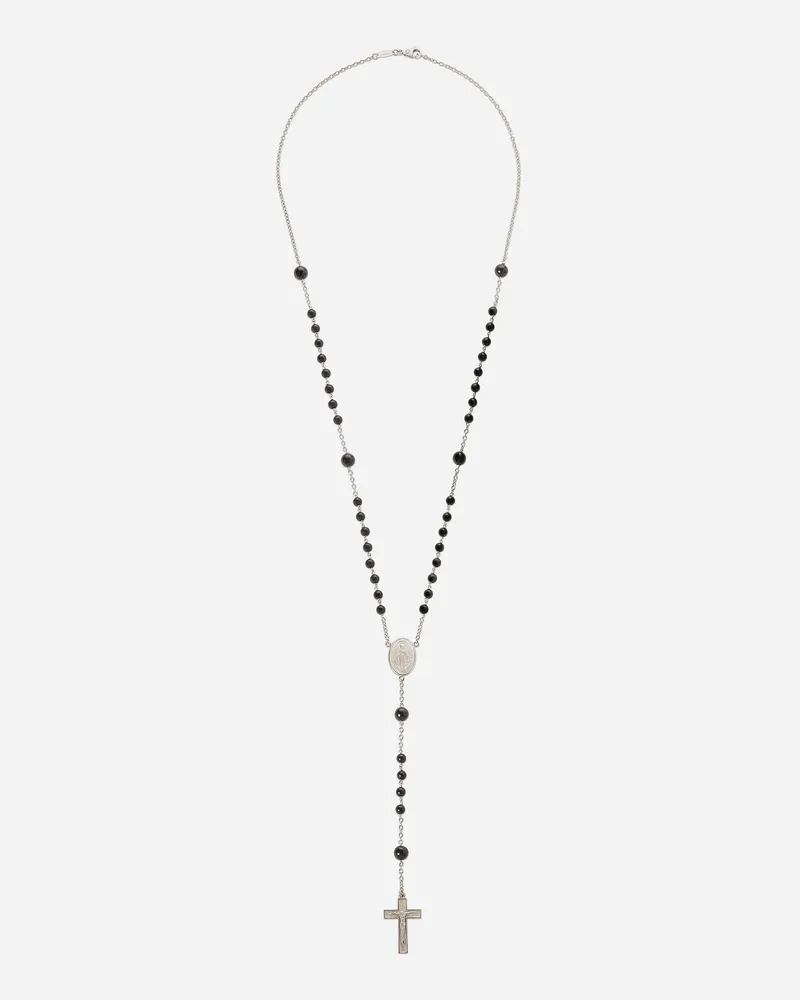 Dolce & Gabbana Sicily Rosary Necklace 18-carat White Gold And Black Jades - Uomo Collane Oro/nero Oro