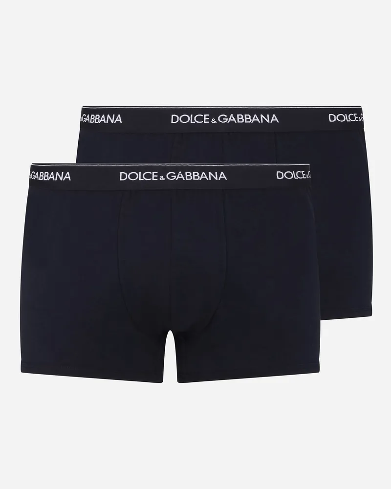 Dolce & Gabbana Bi-pack Boxer Regular Cotone Stretch - Uomo Intimo E Loungewear Blu Cotone Blue