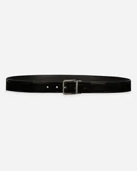 Dolce & Gabbana Patent Calfskin Belt - Uomo Cinture Nero Pelle Nero