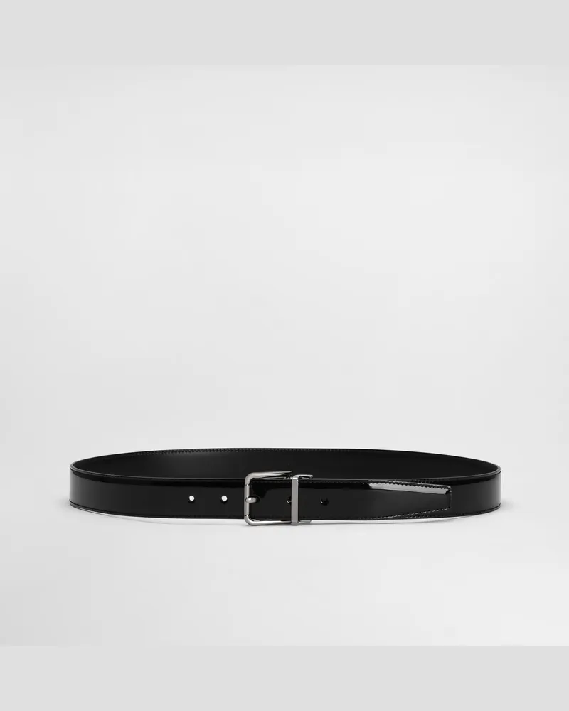 Dolce & Gabbana Patent Calfskin Belt - Uomo Cinture Nero Pelle Nero