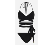 Bikini Con Lacci Incrociati - Donna Beachwear Nero Jersey