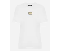 T-shirt In Jersey Con Placca Logo Dg - Donna T-shirts E Felpe Bianco Cotone