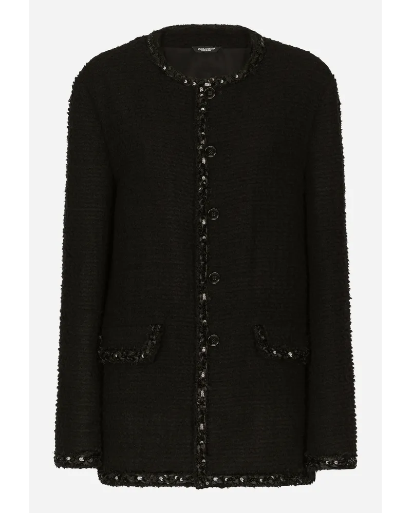 Dolce & Gabbana Single-breasted Bouclé Jacket - Donna Giacche E Blazer Nero Lana Nero