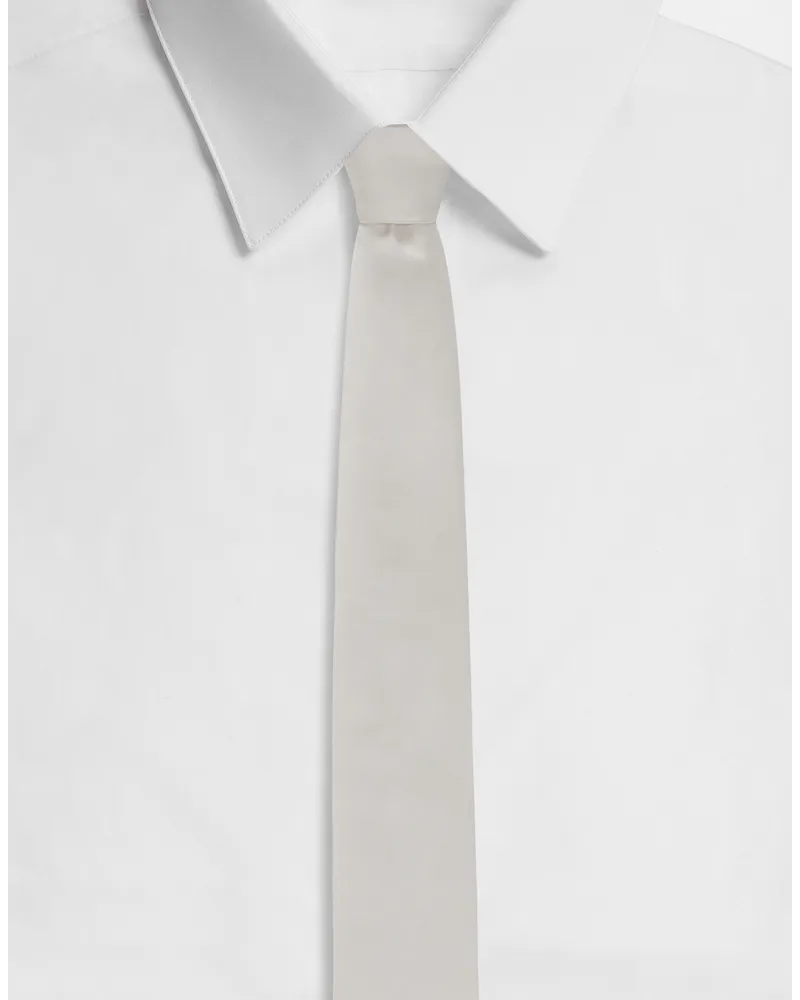 Dolce & Gabbana Cravatta In Seta Logo Dg - Uomo Cravatte E Pochette Bianco Seta Bianco