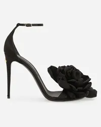 Dolce & Gabbana Sandalo In Raso - Donna Sandali E Zeppe Nero Viscosa Nero