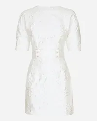 Dolce & Gabbana Abito Corto In Broccato Con Cinturina - Donna Abiti Bianco Tessuto Bianco