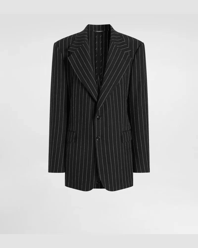 Dolce & Gabbana Giacca Sicilia Monopetto Gessata In Lana E Lino - Donna Giacche E Blazer Multicolore Rigato