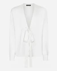 Dolce & Gabbana Camicia In Seta Con Dettaglio Fiocco - Uomo Camicie Bianco Seta Bianco