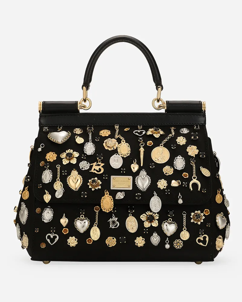 Dolce & Gabbana Borsa A Mano Sicily Media - Donna Borse A Mano Multicolore Nero