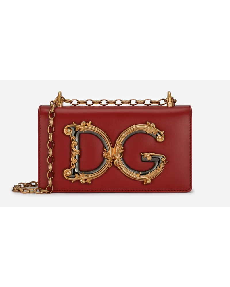 Dolce & Gabbana Phone Bag Dg Girls In Vitello Liscio - Donna Borse Mini Micro E Pochette Rosso Pelle Rosso