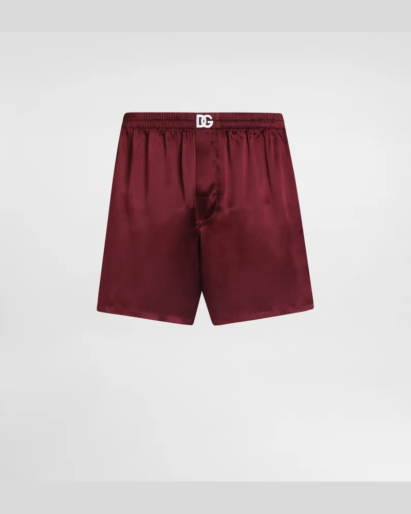 Dolce & Gabbana Boxer In Raso Di Seta - Uomo Intimo E Loungewear Bordeaux Vino