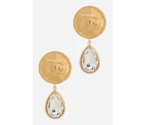 Orecchini Con Moneta Logo E Pendenti Strass - Donna Bijoux Oro Metallo