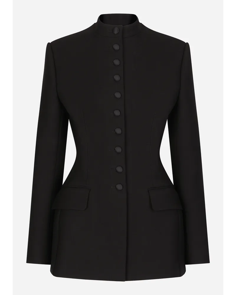 Dolce & Gabbana Giacca Dolce Lunga Monopetto In Cady Di Lana - Donna Giacche E Blazer Nero Lana Nero