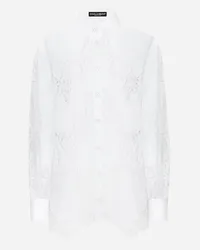 Dolce & Gabbana Camicia In Cotone Con Ricamo Intaglio Floreale - Donna Camicie E Top Bianco Bianco