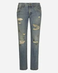 Dolce & Gabbana Jeans In Denim Lavato Con Rotture - Uomo Denim Multicolore Denim Variante