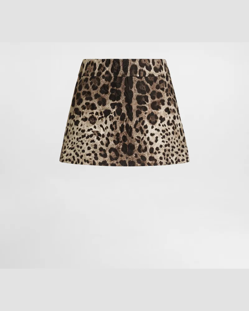 Dolce & Gabbana Minigonna In Broccato Stampa Leo - Donna Gonne Stampa Animalier Leo