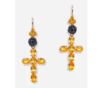 Family Yellow Gold Earrings With Yellow Sapphires - Donna Orecchini Oro