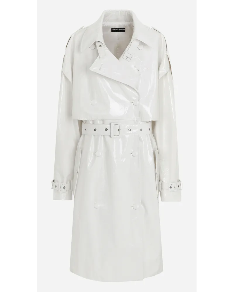 Dolce & Gabbana Trench In Cotone Spalmato - Donna Cappotti E Giubbotti Bianco Bianco
