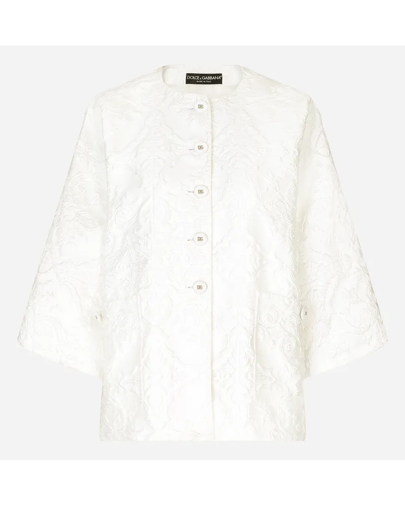 Dolce & Gabbana Giacca In Broccato - Donna Giacche E Blazer Bianco Tessuto Bianco