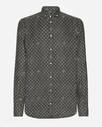 Dolce & Gabbana Camicia Martini In Seta Stampa Cravatteria - Uomo Camicie Nero Nero