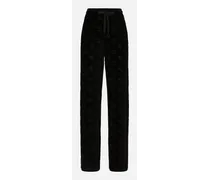 Pantaloni In Jersey Flock Con Logo Dg Allover - Donna Pantaloni E Shorts Nero Cotone