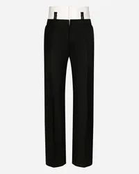 Dolce & Gabbana Pantalone Sartoriale Con Cintura A Contrasto - Uomo Pantaloni E Shorts Nero Nero