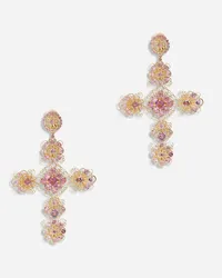 Dolce & Gabbana Pizzo Earrings In Yellow 18kt Gold With Pink Tourmalines - Donna Orecchini Oro Oro