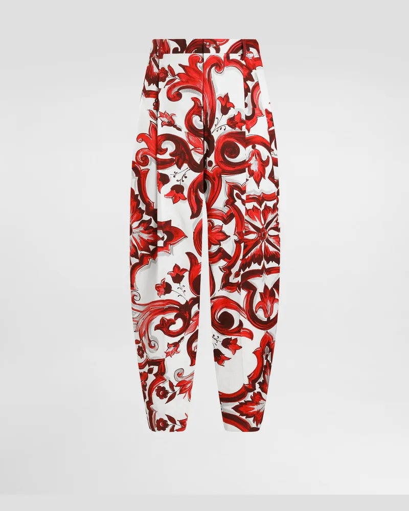 Dolce & Gabbana Pantaloni In Drill Stampa Maiolica - Uomo Pantaloni E Shorts Multicolore Multicolore
