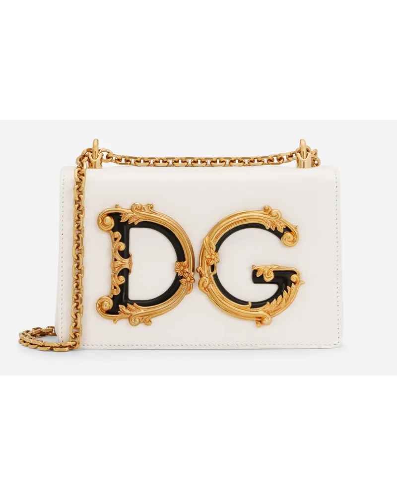 Dolce & Gabbana Borsa Dg Girls A Spalla In Nappa - Donna Borse A Spalla E Tracolla Bianco Pelle Bianco