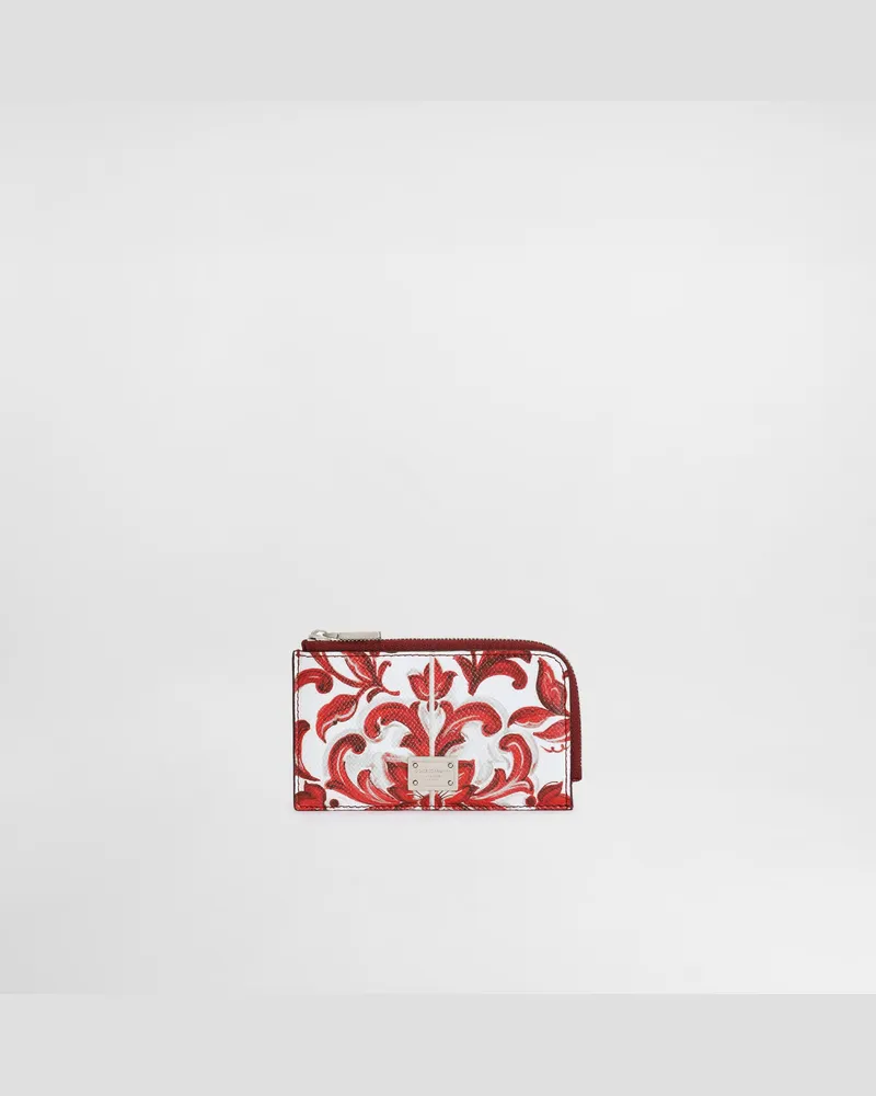 Dolce & Gabbana Portacarte In Pelle Di Vitello Stampa Maiolica - Uomo Portafogli E Piccola Pelletteria Multicolore Multicolore