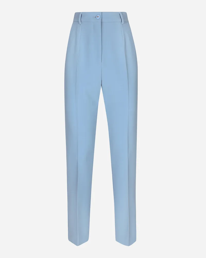 Dolce & Gabbana Pantaloni Sartoriali In Crêpe Di Lana - Donna Pantaloni E Shorts Azzurro Azzurro