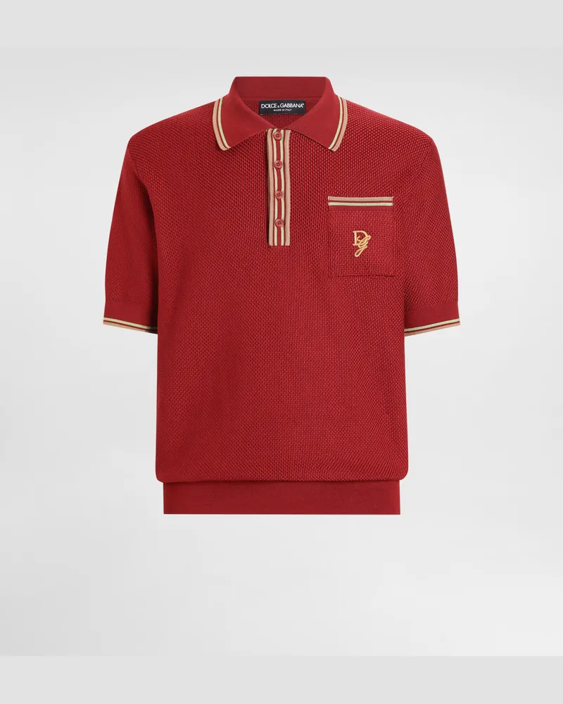 Dolce & Gabbana Polo In Seta Con Logo Ricamato - Uomo Maglieria Arancione Arancione