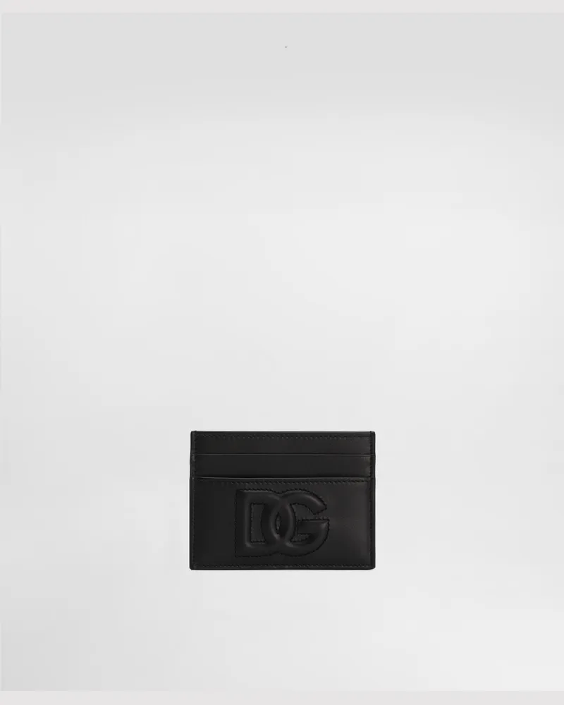 Dolce & Gabbana Portacarte In Pelle Di Vitello Con Logo Dg - Donna Portafogli E Piccola Pelletteria Nero Pelle Nero