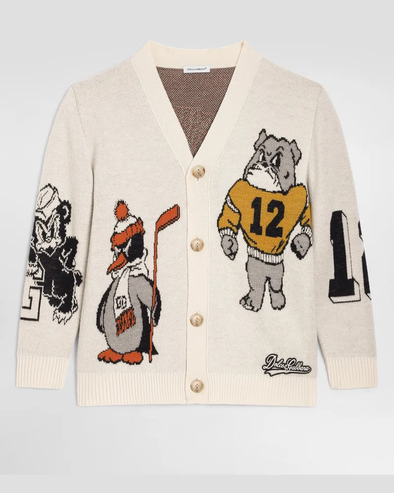 Dolce & Gabbana Cardigan In Piquet Jacquard - Uomo Collection 