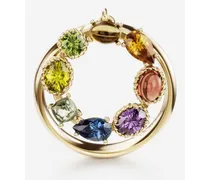 Rainbow Alphabet O Ring In Yellow Gold With Multicolor Fine Gems - Donna Anelli Oro