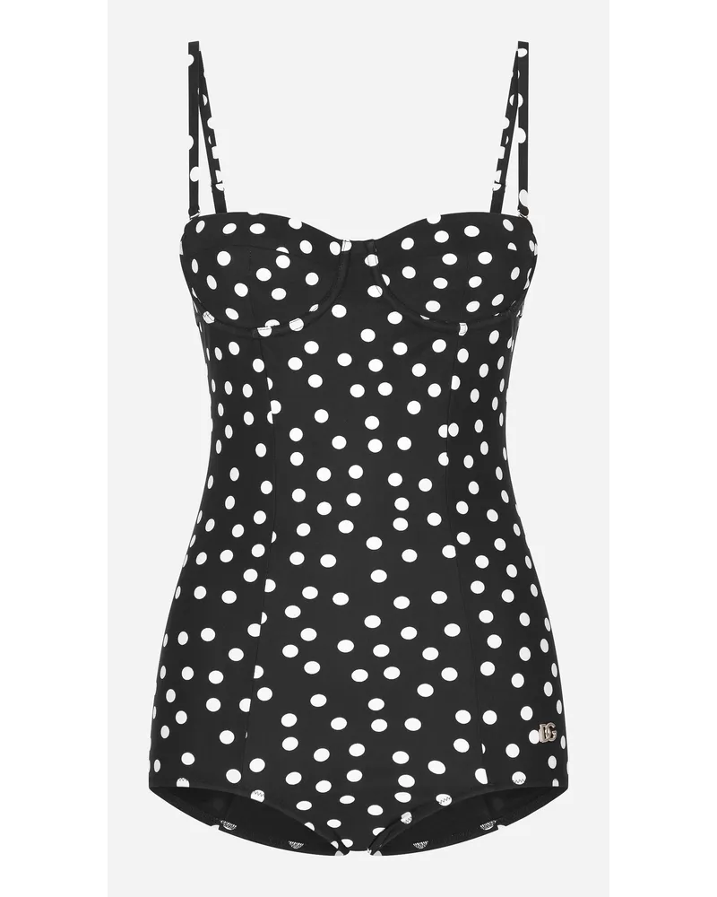Dolce & Gabbana Costume Intero Balconcino Stampa Pois - Donna Beachwear Stampa Stampa