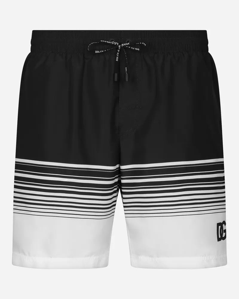Dolce & Gabbana Boxer Da Mare Medio Stampa Dg - Uomo Beachwear Bianco Bianco