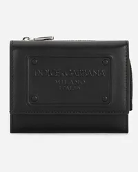 Dolce & Gabbana Portafoglio French Flap In Pelle Di Vitello Con Logo In Rilievo - Uomo Portafogli E Piccola Pelletteria Nero Pelle Nero