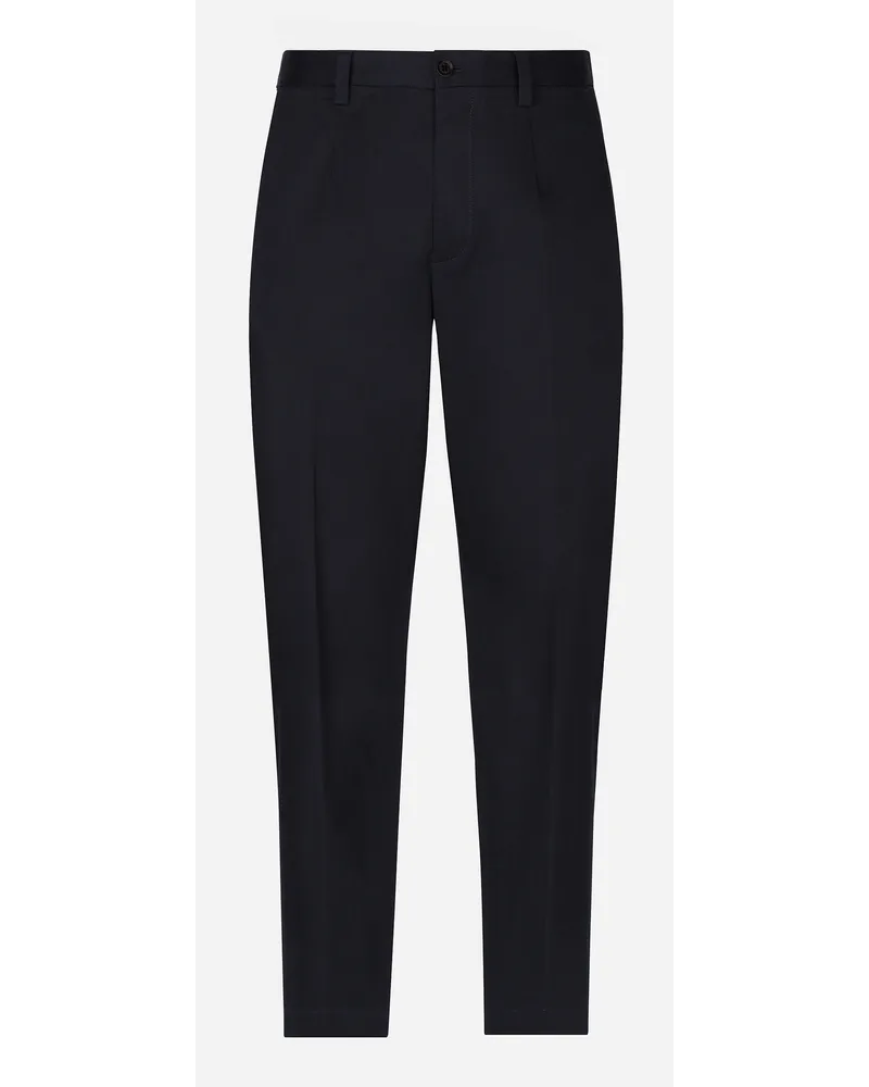 Dolce & Gabbana Pantalone In Cotone Stretch - Uomo Pantaloni E Shorts Blu Blu