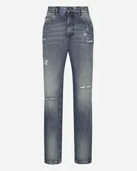 Dolce & Gabbana Jeans Classic Denim Blu Con Abrasioni - Uomo Denim Multicolore Variante