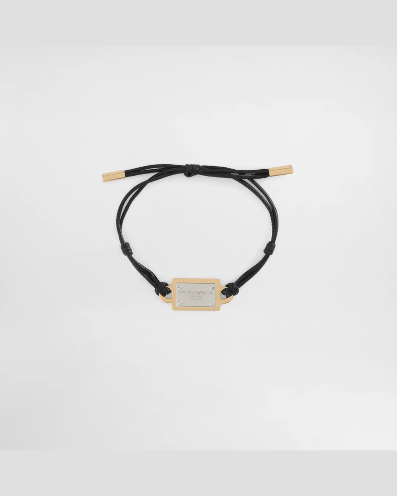 Dolce & Gabbana Bracciale Cordoncino Targhetta - Uomo Bijoux Multicolore Metallo Nero