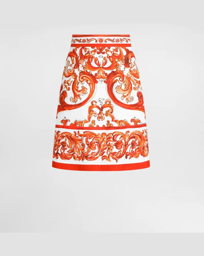 Dolce & Gabbana Minigonna In Stuoia Stampa Maiolica - Donna Intimo Multicolore Variante