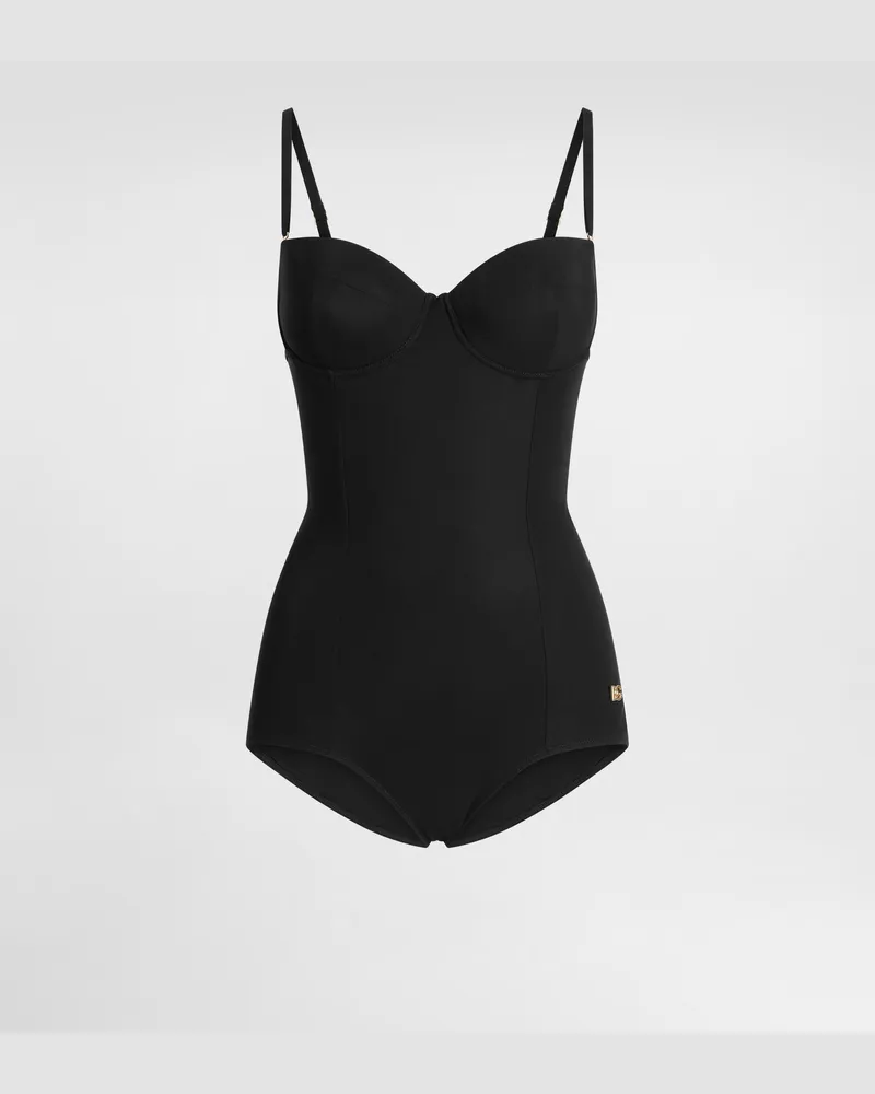 Dolce & Gabbana Costume Intero Balconcino - Donna Beachwear Nero Jersey Nero