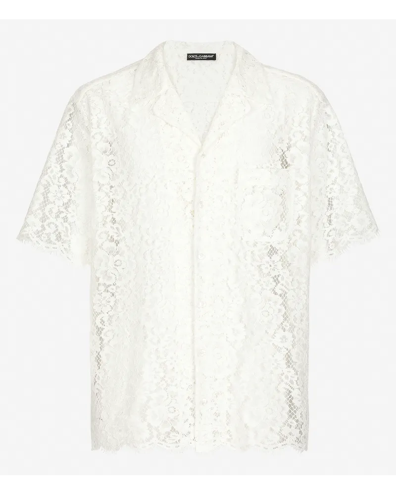 Dolce & Gabbana Camicia Hawaii In Pizzo - Uomo Camicie Bianco Pizzo Bianco