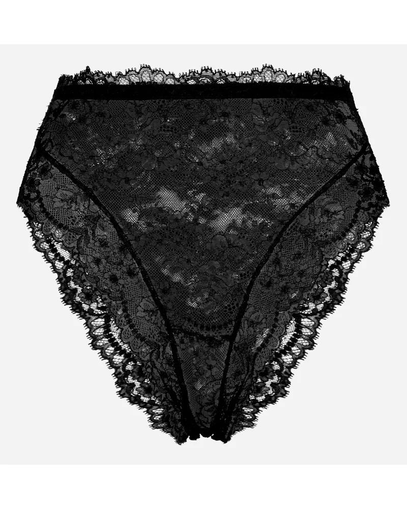 Dolce & Gabbana Slip Vita Alta In Pizzo Chantilly - Donna Intimo Nero Pizzo Nero
