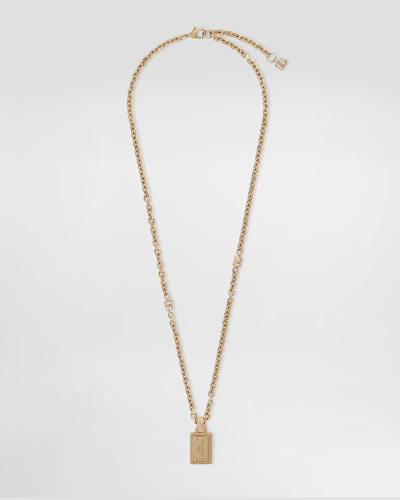 Dolce & Gabbana Collana Con Targhetta Logo - Uomo Bijoux Oro Metallo Oro