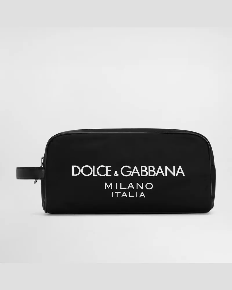Dolce & Gabbana Necessaire In Nylon Con Logo Gommato - Uomo Portafogli E Piccola Pelletteria Nero Nylon Nero