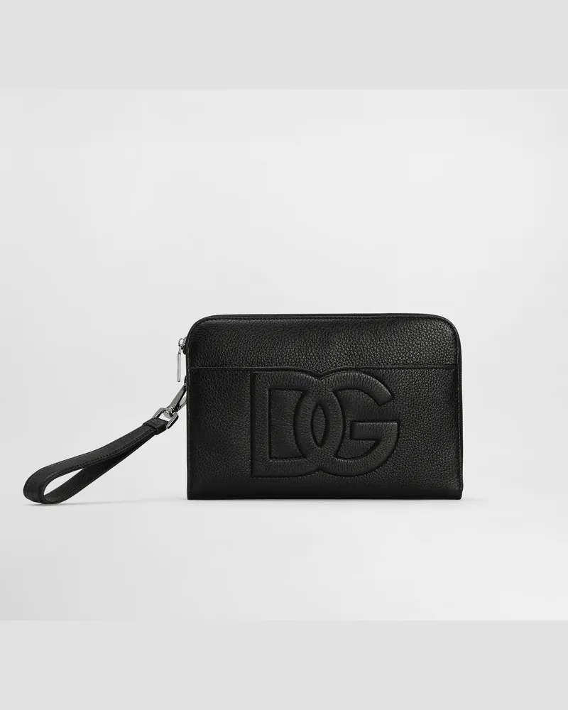 Dolce & Gabbana Pouch Media In Pelle Di Cervo - Uomo Portadocumenti E Clutch Nero Nero